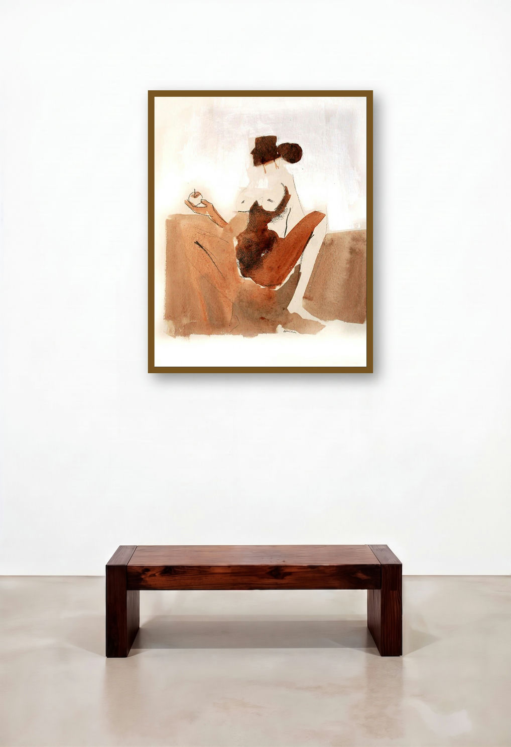 Kamasutranude Couple 4 (Forbidden Fruit) by artist Arun K Mishra displayed in a Classic Hallway