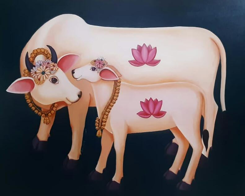 Kamdenu 1' religious acrylic painting by artist Ganesha Chary, 30x36 inch, on canvas