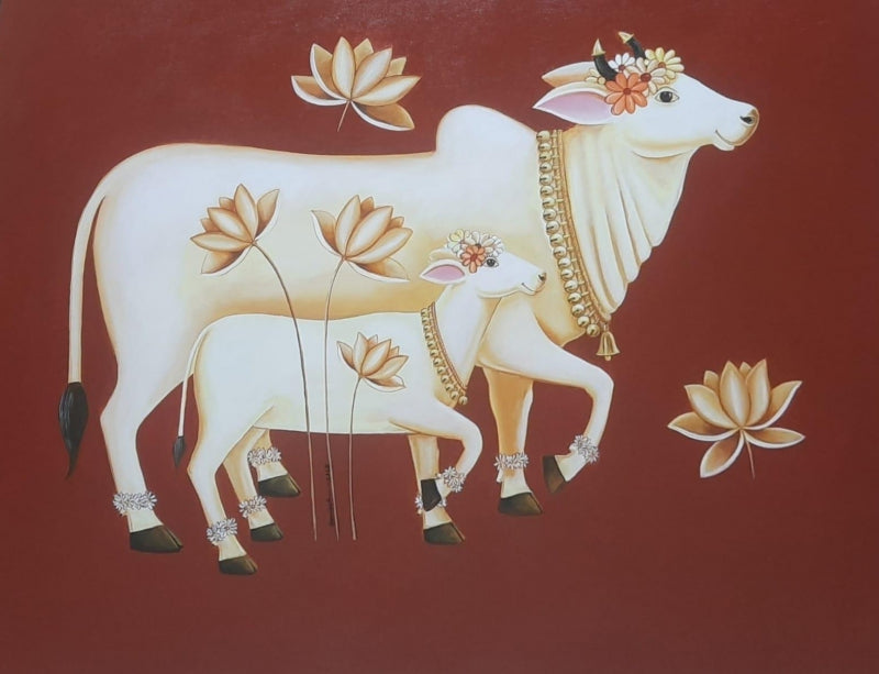 Kamdenu 4' religious acrylic painting by artist Ganesha Chary, 38x47 inch, on canvas