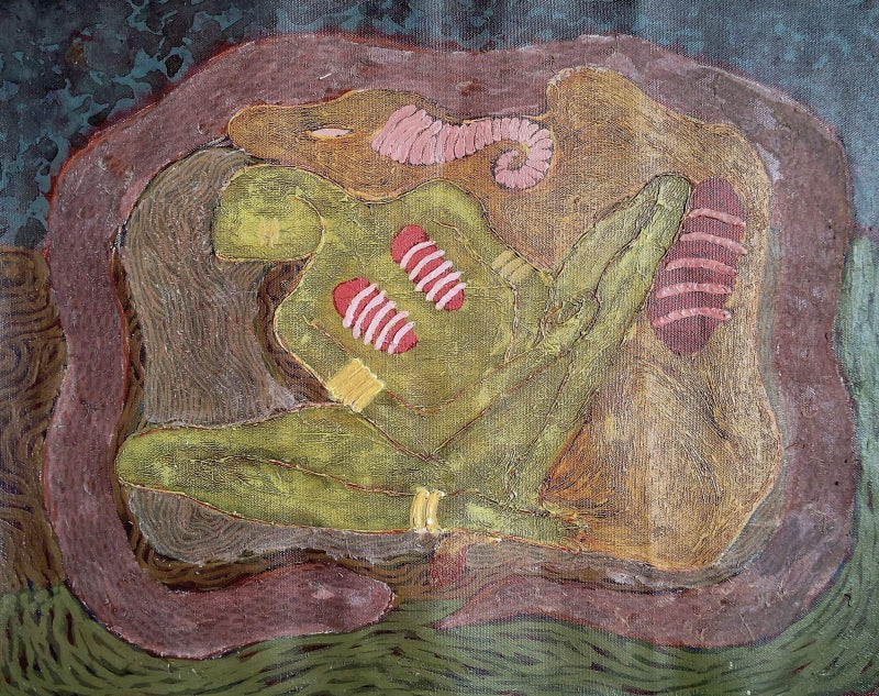 'Kamukta' contemporary mixed-media painting by artist Shyam Koli, 16x21 inch, on canvas