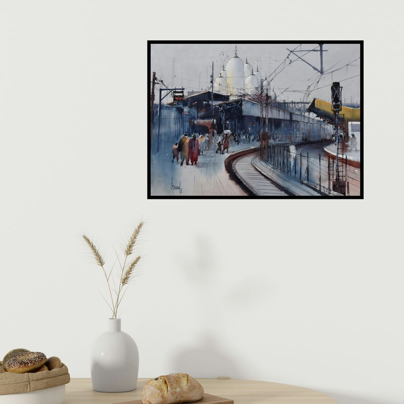 In-situ view of Bijay Biswaal's 'Kanpur Central 3 (Untitled)' painting in a room