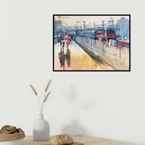 In-situ view of Bijay Biswaal's 'Kanpur Central Labour Day 2 (Untitled)' painting in a room