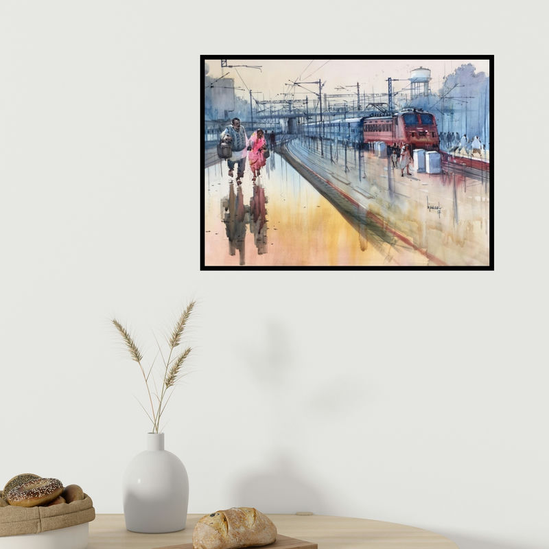 In-situ view of Bijay Biswaal's 'Kanpur Central Labour Day 2 (Untitled)' painting in a room