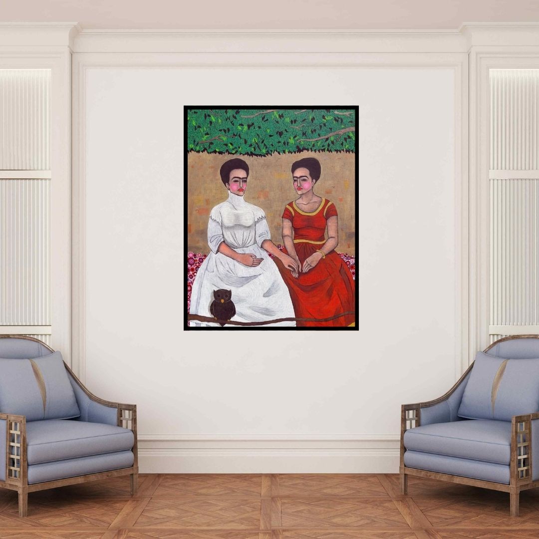 In-situ view of Himanshu Lodwal's 'Kanya Vivaah' painting in a room