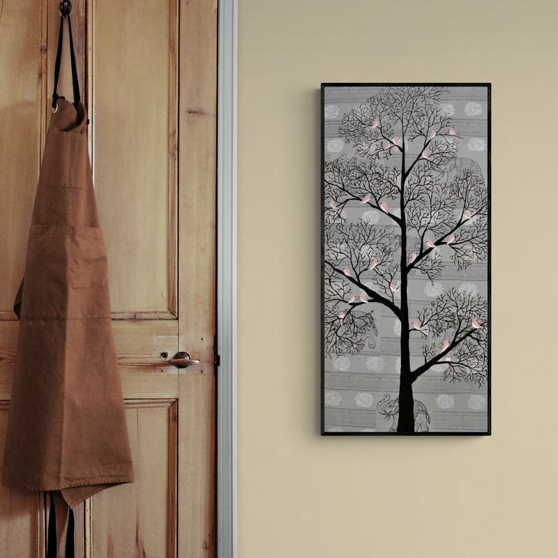 In-situ view of Sumit Mehndiratta's 'Karvabham' painting in a room