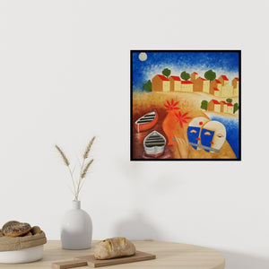 In-situ view of Chetan Katigar's 'Kasti' painting in a room