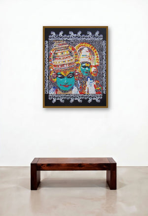 Katakhali (Kathakali Dancers) by artist Vinita Dasgupta displayed in a Transitional Home Office