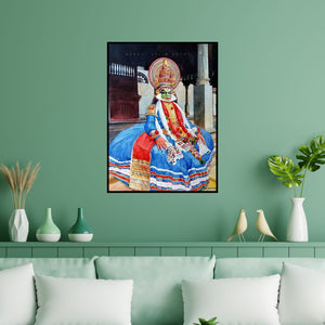 Preview of 'Kathakali (Expressions of Kathakali)' Painting by Abdul Salim shown on a wall in a furnished room.