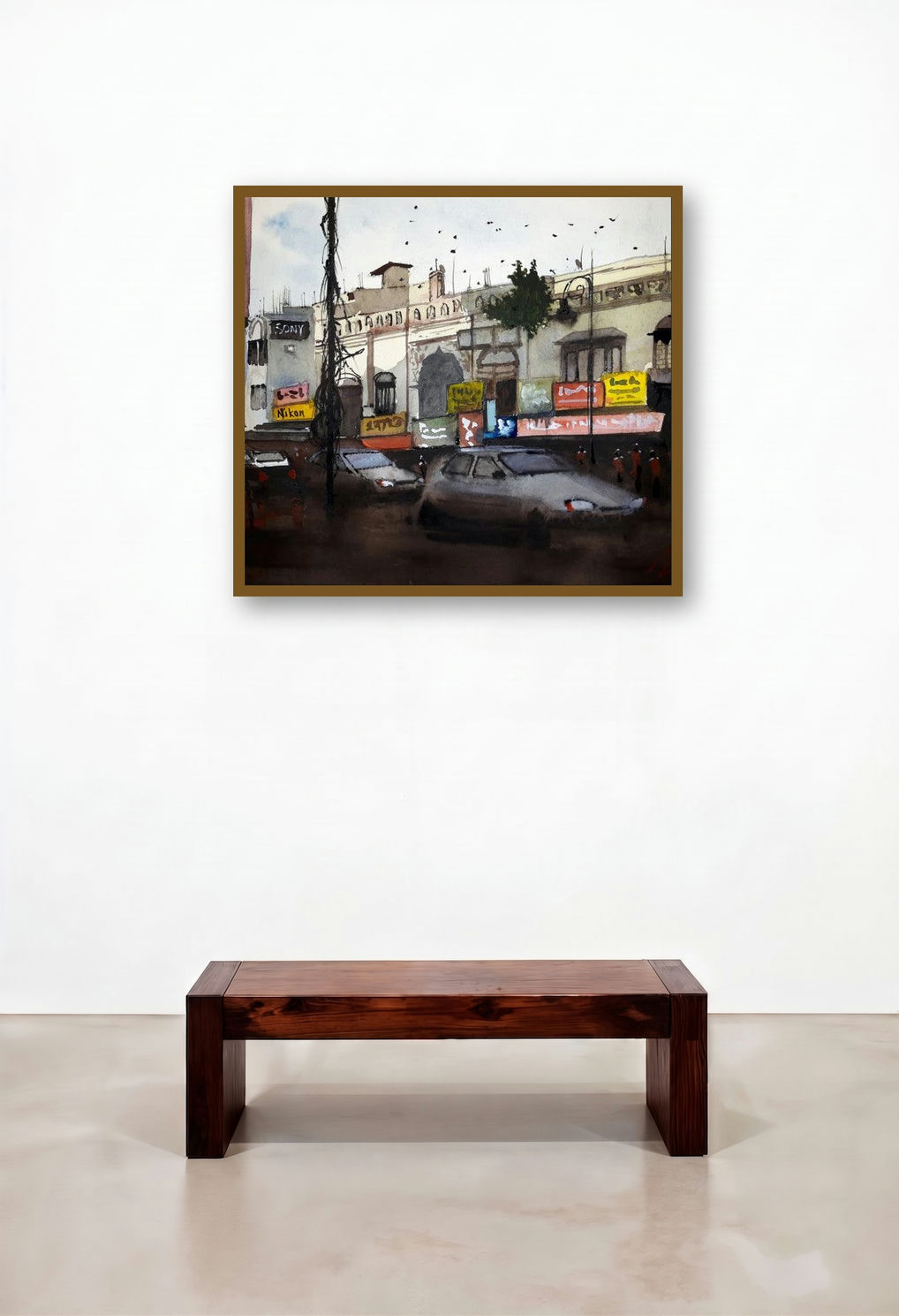 Katra Sher Singh Market (Urban Tapestry) by artist Arunava Ray displayed in a Elegant Family Room