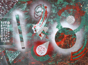 Keplar (Cosmic Dance) by Sumit Mehndiratta, Original Mixed Media Abstract Painting on Paper, Medium Horizontal Wall Art