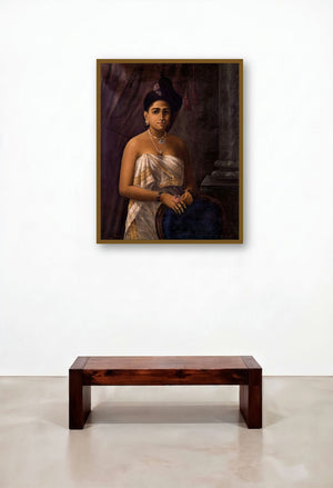 Kerala Beauty (The Abandonment of Shakuntala) by artist Raja Ravi Varma displayed in a Contemporary Luxury Penthouse