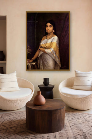 Kerala Royal Lady (Arjunas Cosmic Glimpse) by artist Raja Ravi Varma displayed in a Modern gallery