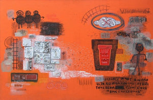 contemporary mixed media painting titled 'Khairagarh', 24x36 inches, by artist Bhuneshwar Azaad on Canvas