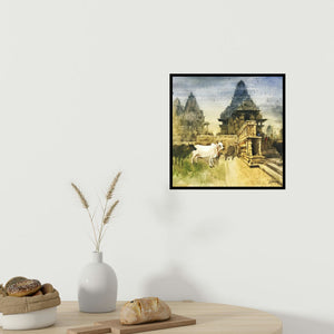 In-situ view of Kudalayya Hiremath's 'Khajuraho Temple 2 (Sacred Ground)' painting in a room