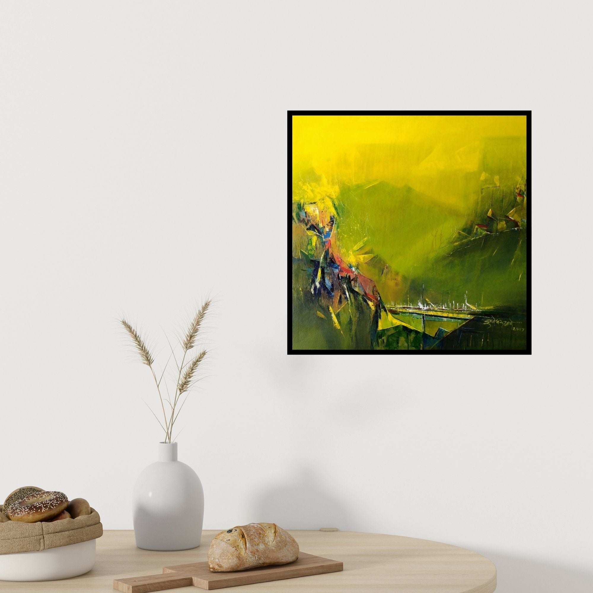 In-situ view of Dnyaneshwar Dhavale's 'Khandala (Khandala)' painting in a room