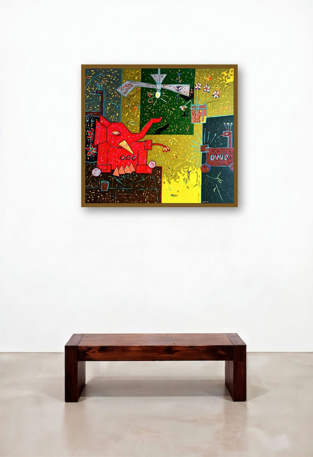 Khilona X1022 (A Surreal Encounter) by artist Mohd Majeed Mansoori displayed in a Art Deco Hallway