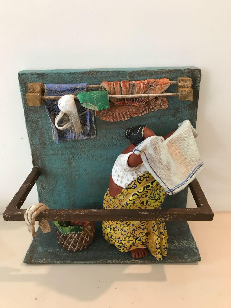 Lifestyle sculpture titled 'Kholi No 36', 12x12x12 inches, by artist Bharati Pitre on Paper Mache