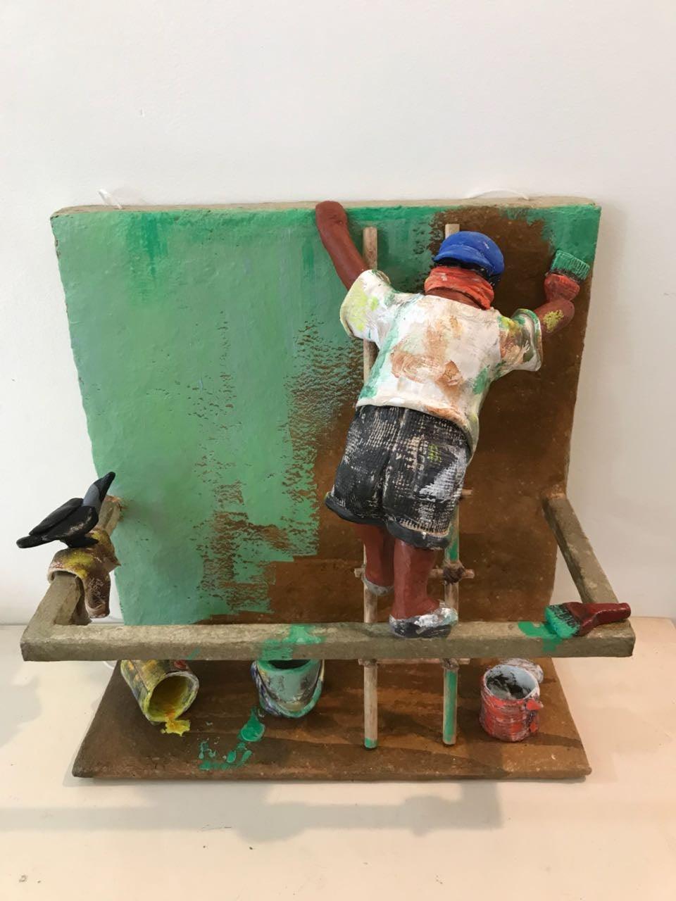 Lifestyle sculpture titled 'Kholi No 37', 12x12x12 inches, by artist Bharati Pitre on Paper Mache