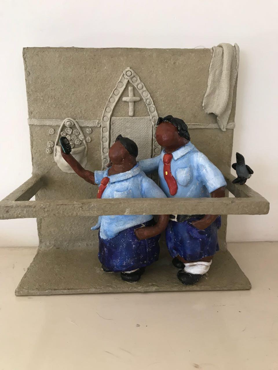 Lifestyle sculpture titled 'Kholi No 39', 12x12x12 inches, by artist Bharati Pitre on Paper Mache