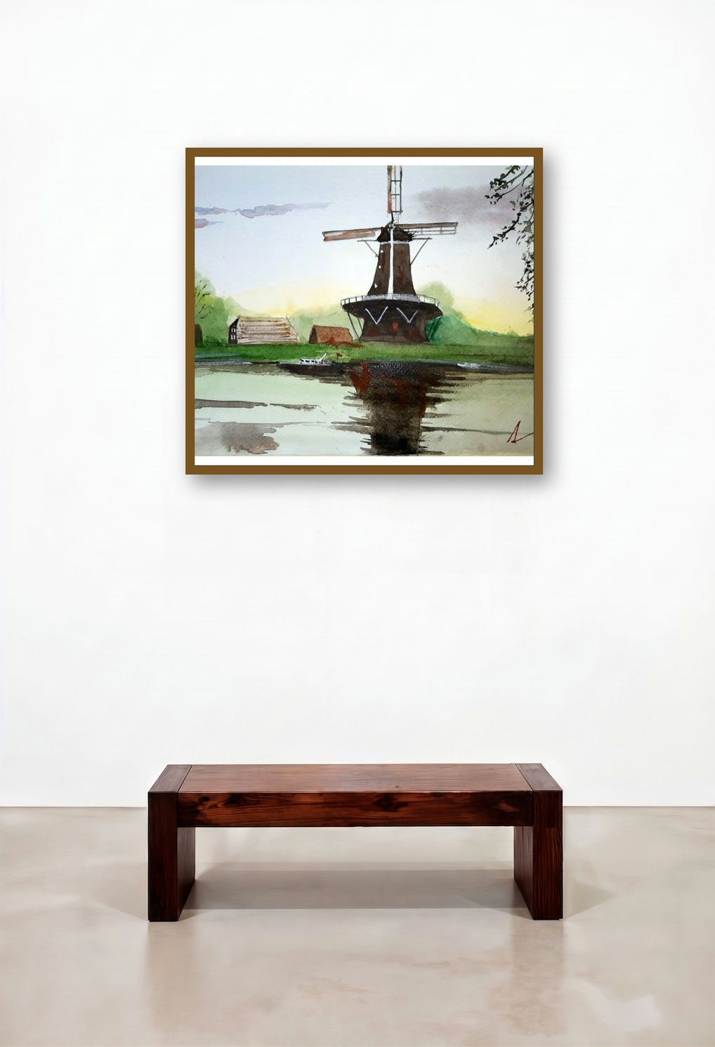 Kinderdijk The Netherlands (Tranquil Waters) by artist Arunava Ray displayed in a Contemporary Luxury Dining Room