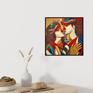 In-situ view of Avinash Deshmukh's 'King And Queen 11 (Eternal Embrace)' painting in a room