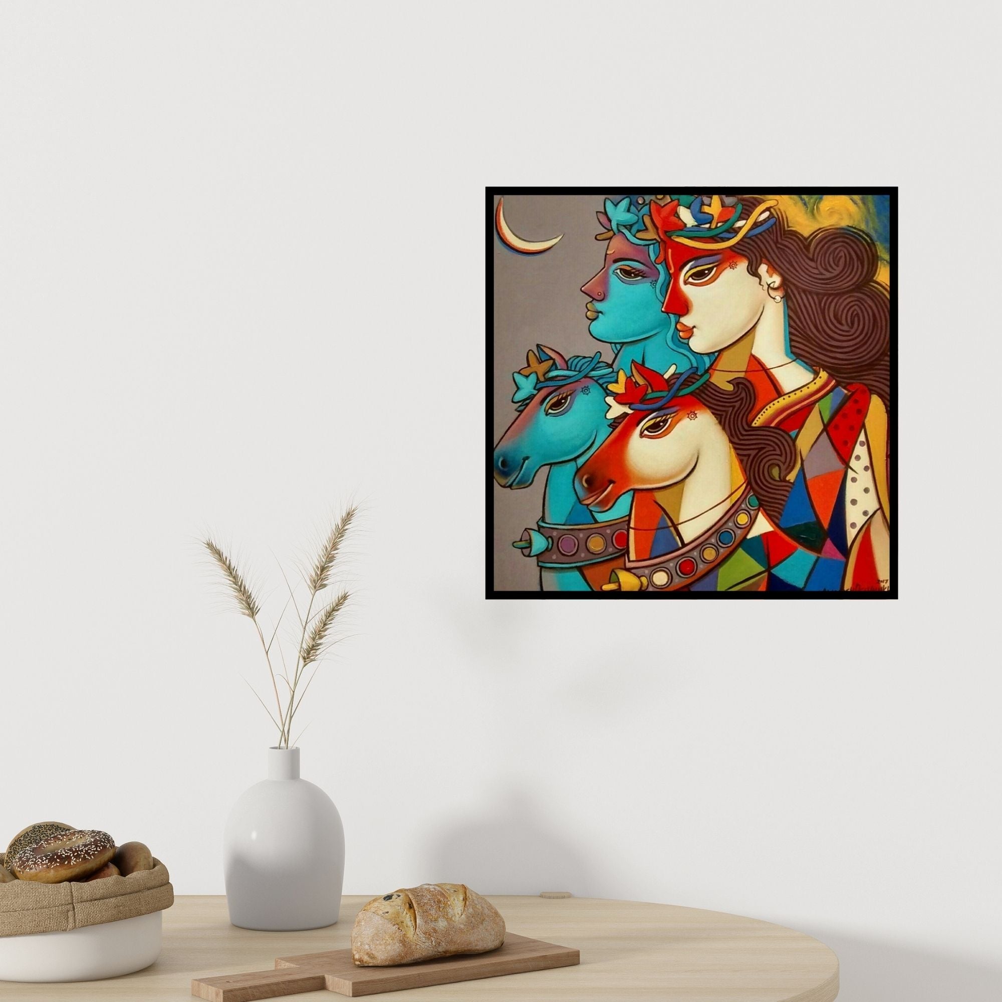 In-situ view of Avinash Deshmukh's 'King And Queen 12 (Cosmic Couple)' painting in a room