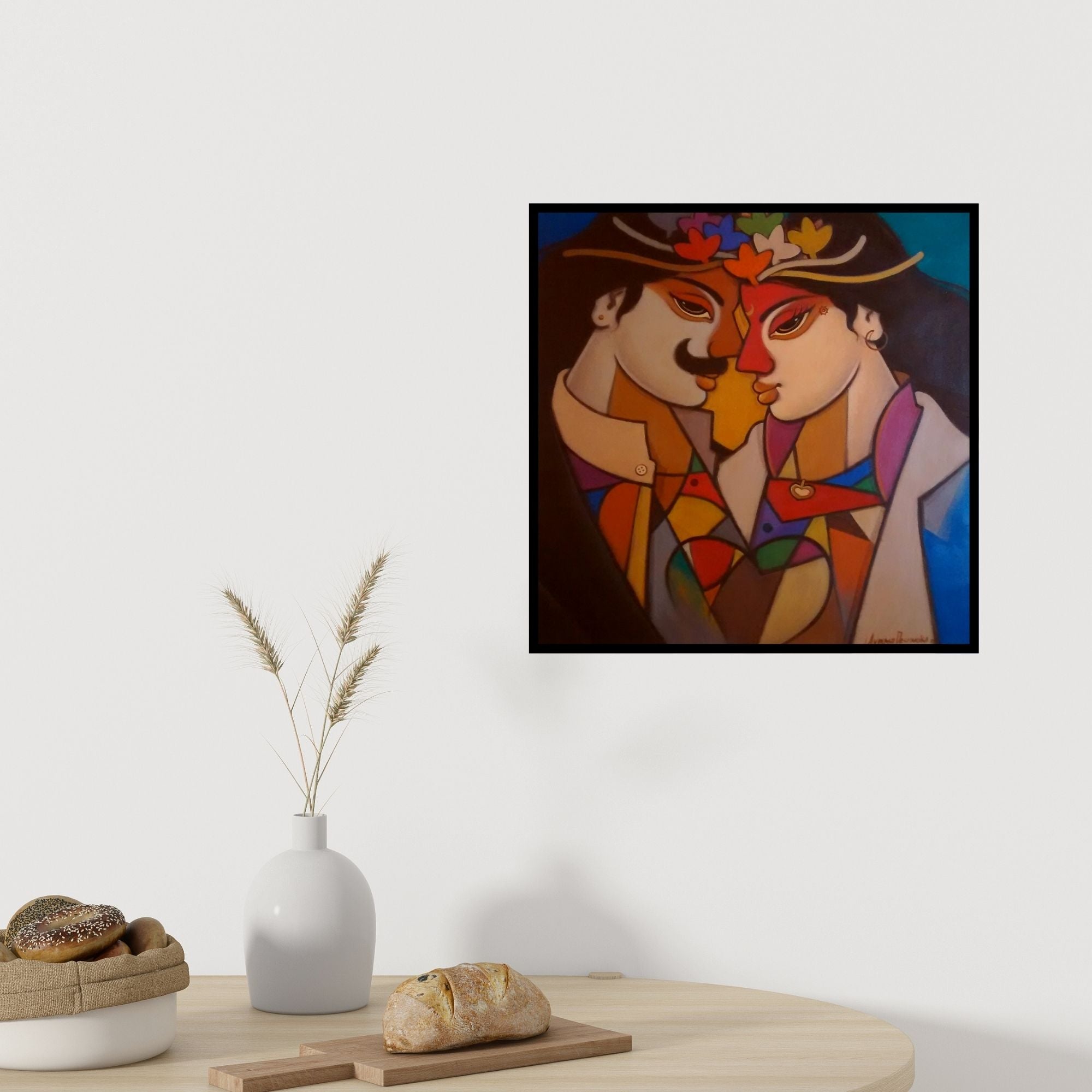 In-situ view of Avinash Deshmukh's 'King And Queen 8 (United Hearts)' painting in a room