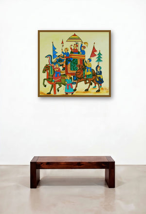 King Of The Procession (Majestic Grandeur) by artist Ragunath displayed in a Scandinavian Reception Area