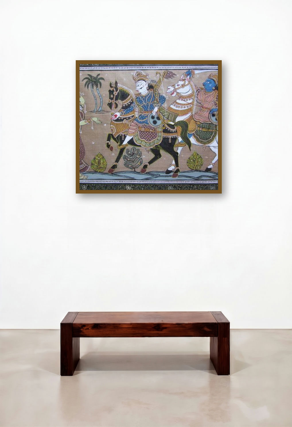 Procession (A Royal Journey: Depiction on Tasar Cloth) by artist Pradeep Swain displayed in a Luxury Executive Office