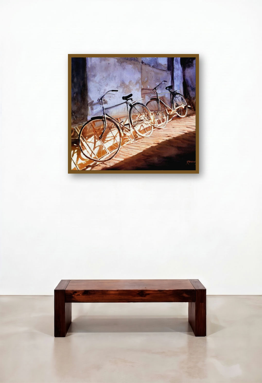 Kissed by artist The Sun (Sun-Kissed Cycles) by artist Ramesh Jhawar displayed in a Mid-Century Modern Executive Office
