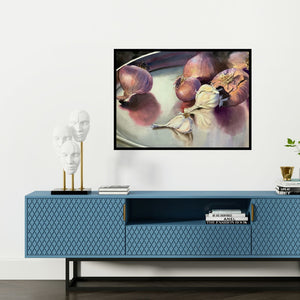 Preview of 'The Kitchen 2 (The Pantry Still Life)' Painting by Yojana Dehankar shown on a wall in a furnished room.