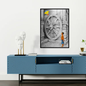 Preview of 'Kite' Painting by Milind Varangaonkar shown on a wall in a furnished room.