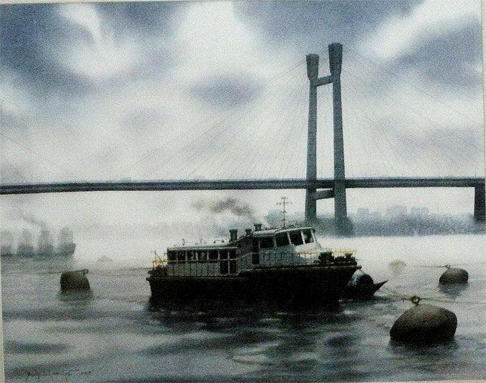 Seascape watercolor painting titled 'Kolkata 15', 22x27 inches, by artist Sudipta Karmakar on Paper