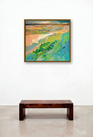 Konkan Iii (Rolling Hills) by artist Sikandar Mulla displayed in a Traditional Reception Area