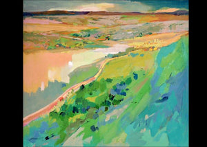 Konkan Iii (Rolling Hills) by Sikandar Mulla, Original Postercolor Nature Painting on Paper, Small Horizontal Wall Art