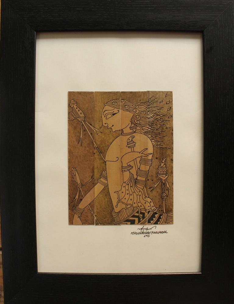Figurative ink drawing titled 'kovilan', 37x28 inches, by artist Manikandan Punnakkal on Leaf