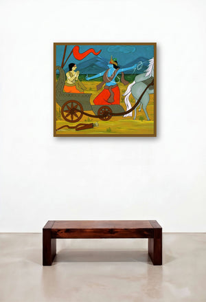 Krishna And Arjuna (Divine Guidance) by artist Chetan Katigar displayed in a Eclectic Hallway