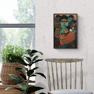 In-situ view of Priyanka Chivte's 'Krishna With Gopika (Divine Dance)' painting in a room