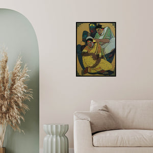 In-situ view of Priyanka Chivte's 'Krishna With Gopika (Goddesses in Contemplation)' painting in a room