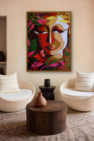Krishna Ii (Nature's Countenance) by artist Dhananjay Mukherjee displayed in a Minimalist gallery