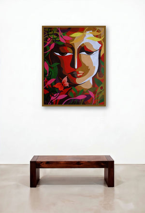 Krishna Ii (Nature's Countenance) by artist Dhananjay Mukherjee displayed in a Scandinavian Lounge