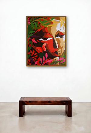 Krishna Iii (Face of Nature) by artist Dhananjay Mukherjee displayed in a Art Deco Home Office
