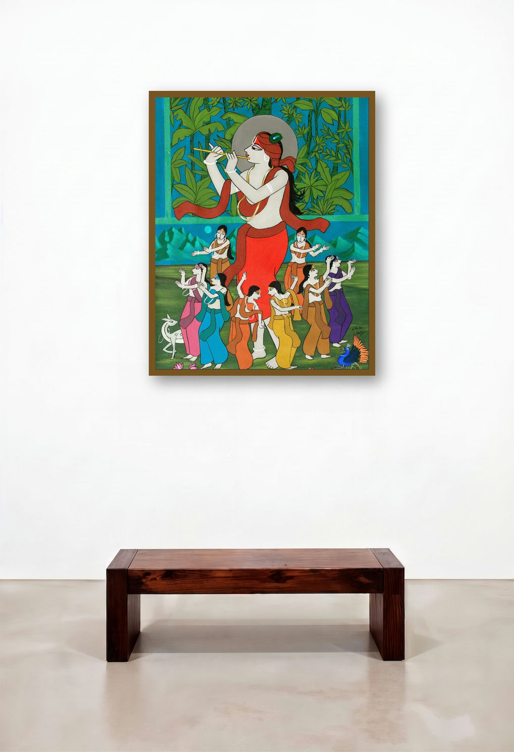 Krishna Raas Leela (Divine Dance) by artist Chetan Katigar displayed in a Coastal Lounge