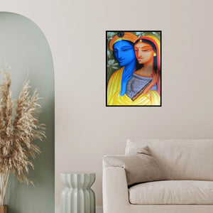 In-situ view of Pradeep Swain's 'Krishna Radha 2' painting in a room