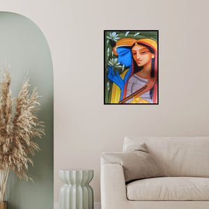 In-situ view of Pradeep Swain's 'Krishna Radha 3' painting in a room
