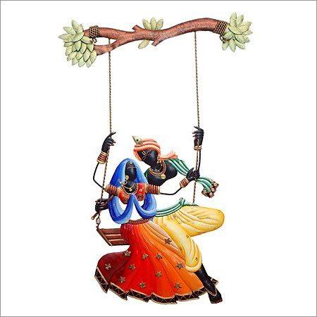 Religious craft titled 'Krishna Radha Jhoola 1', 14x24 inches, by artist Nitesh on Wrought Iron