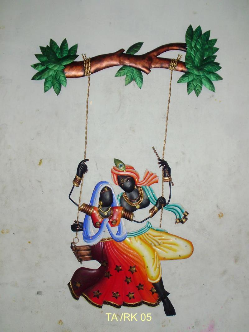 Religious craft titled 'Krishna Radha Jhoola 3', 48x28 inches, by artist Nitesh on Wrought Iron