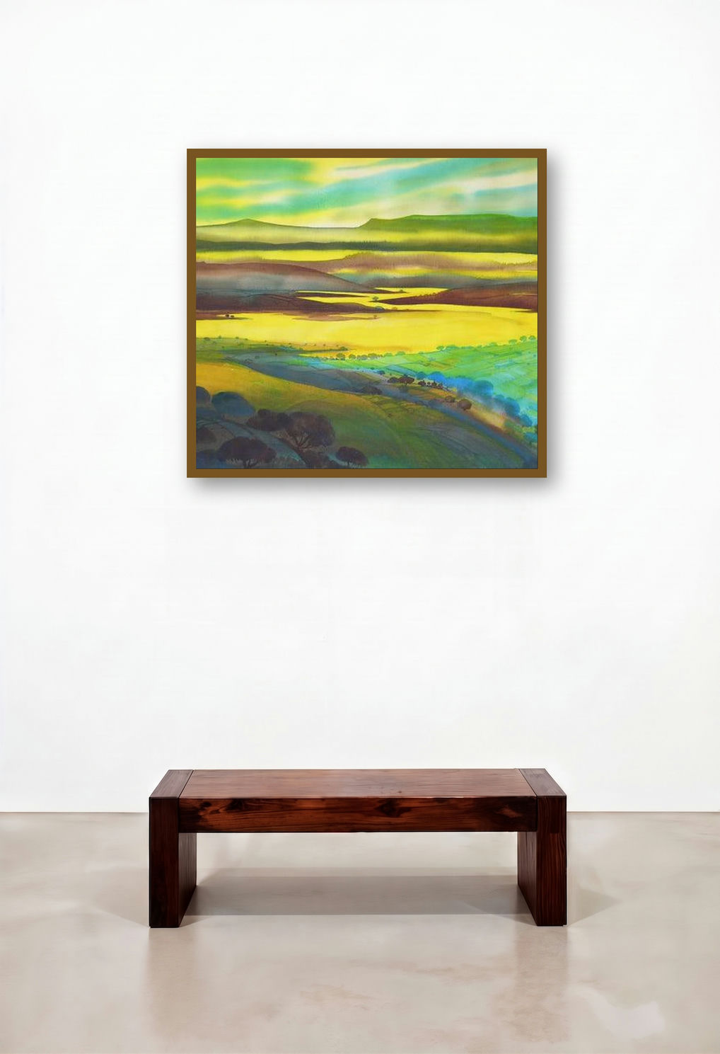 Krishna Valley Panchgani 14 (Golden Hour) by artist Sunil Kale displayed in a Designer Home Office
