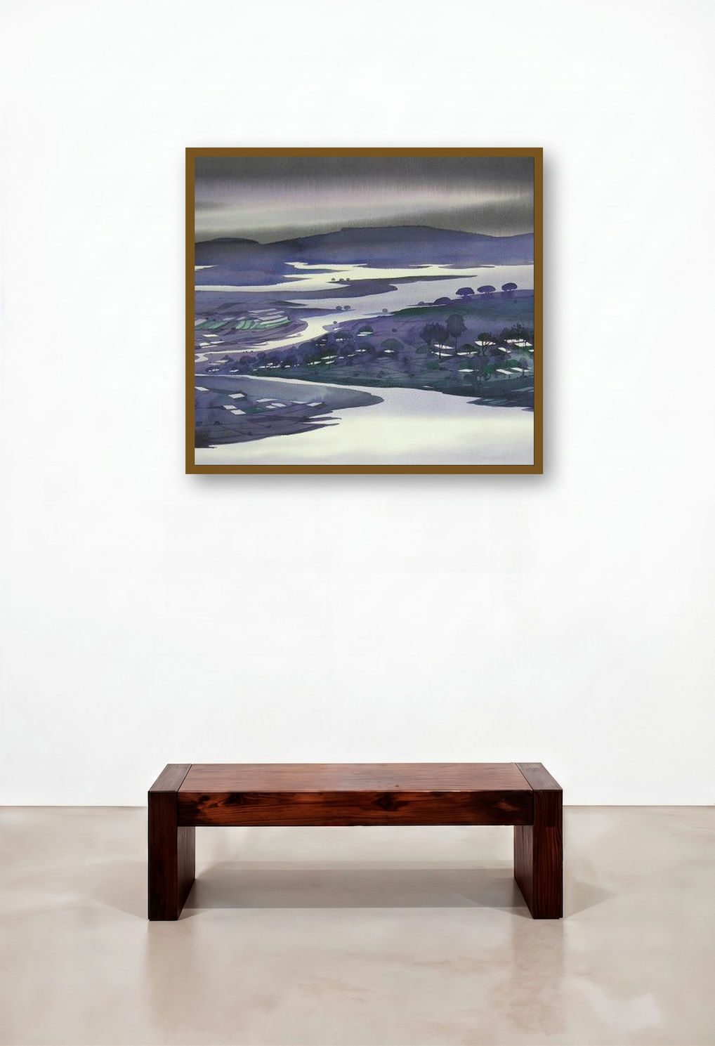 Krishna Valley Panchgani 7 (Twilight's Embrace) by artist Sunil Kale displayed in a Coastal Lounge