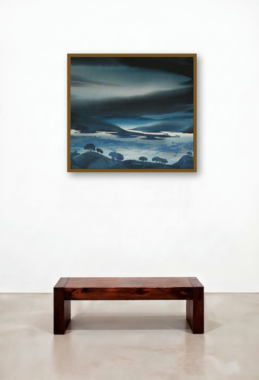 Krishna Valley Panchgani 9 (Twilight's Embrace) by artist Sunil Kale displayed in a Coastal Hotel Lobby